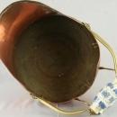 Vintage French Copper Coal Scuttle Planter Blue Delft