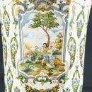 Large Vintage Majolica Vase, French Rococo, Moustiers, Neoclassical Mythology