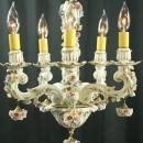 Vintage Italian 5-Arm Ceramic Capodimonte Style Chandelier w/ Bouquets of Roses