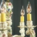 Vintage Italian 5-Arm Ceramic Capodimonte Style Chandelier w/ Bouquets of Roses