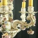 Vintage Italian 5-Arm Ceramic Capodimonte Style Chandelier w/ Bouquets of Roses