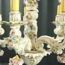 Vintage Italian 5-Arm Ceramic Capodimonte Style Chandelier w/ Bouquets of Roses
