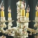 Vintage Italian 5-Arm Ceramic Capodimonte Style Chandelier w/ Bouquets of Roses