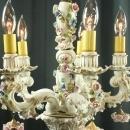 Vintage Italian 5-Arm Ceramic Capodimonte Style Chandelier w/ Bouquets of Roses