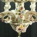Vintage Italian 5-Arm Ceramic Capodimonte Style Chandelier w/ Bouquets of Roses
