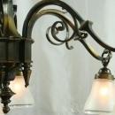 Large, Heavy Vintage French Gothic Chandelier, 6 Arms, Frosted Glass/Spikes/Ring