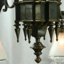 Large, Heavy Vintage French Gothic Chandelier, 6 Arms, Frosted Glass/Spikes/Ring