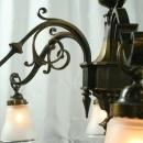 Large, Heavy Vintage French Gothic Chandelier, 6 Arms, Frosted Glass/Spikes/Ring
