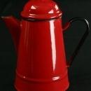 Vintage Bright Red Polish Enamelware Kettle or Teakettle for your Retro Kitchen