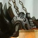 Vintage French Gothic Renaissance Chandelier, 6 Arms, Dragons, Carved Oak