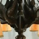 Vintage French Gothic Renaissance Chandelier, 6 Arms, Dragons, Carved Oak