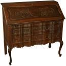 Vintage 1950 French Secretary, Louis XV, Oak, Curvy Front, Carvings