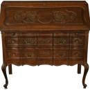 Vintage 1950 French Secretary, Louis XV, Oak, Curvy Front, Carvings