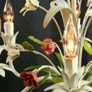 Vintage French Chandelier, 5arm, Lilies/Roses, Pink/Green/Yellow, Shabby/Cottage