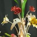 Vintage French Chandelier, 5arm, Lilies/Roses, Pink/Green/Yellow, Shabby/Cottage