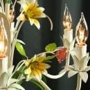 Vintage French Chandelier, 5arm, Lilies/Roses, Pink/Green/Yellow, Shabby/Cottage