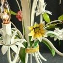 Vintage French Chandelier, 5arm, Lilies/Roses, Pink/Green/Yellow, Shabby/Cottage