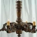 Massive Vintage French Renaissance Style Chandelier, Solid Oak, Ornately Carved