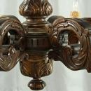 Massive Vintage French Renaissance Style Chandelier, Solid Oak, Ornately Carved