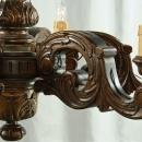 Massive Vintage French Renaissance Style Chandelier, Solid Oak, Ornately Carved