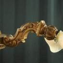 Very Large Antique Italian Gilt Oak Chandelier, Ornate Carving, 6 Glass Shades