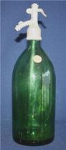 Antique Romanian Green Glass Setlzer Bottle Sibiu