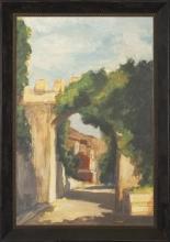 Fine Art Painting Reproduction Ethan Harper Village Street on Canvas, Framed
