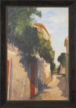 New Fine Art Print, Ethan Harper Quaint European Street on Canvas, Framed
