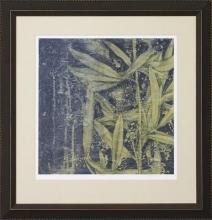 New Giclee Fine Art Print, Bamboo Type Leaves Dark Background, Framed, Textured