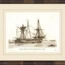 New Print Anonymous Reproduction Framed Boats Sailing Ships in Sepia Recta WA-79