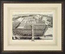 New Fine Art Giclee Print, Bird's Eye View of 1800s British Estate, Framed