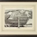 New Fine Art Giclee Print, Bird's Eye View of 1800s British Estate, Framed