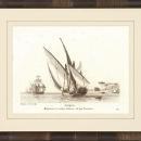 New Print Anonymous Reproduction Framed Boats Sailing Ships in Sepia Recta WA-78