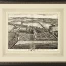 New Fine Art Giclee Print, Bird's Eye View 1700s English Estate, Framed