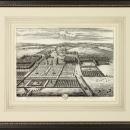 New Travel View Giclee Print, 1700s English Estate, Birds Eye View, Framed