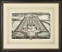 New Fine Art Giclee Print Reproduction, English Estate, Birds Eye View, Framed