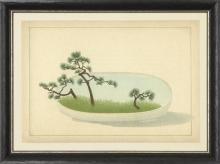 New Print Anonymous Reproduction Framed Trees Large Zen Gardens Rectangle WA-81