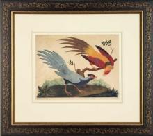 New Artwork Vittorio Ranier Reproduction Framed Wildlife Chinoiserie Bird WA-432