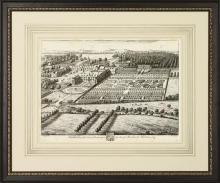 New Fine Art Reproduction, 1700s English Estate/Manor, Formal Gardens, Framed