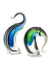 New 2-Piece Statue Dale Tiffany Art Deco Hand Blown Art Glass DY-997
