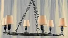 Spanish Mission Style Black Wrought Iron Chandelier, Vintage, Round, 6 Lights