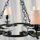 Spanish Mission Style Black Wrought Iron Chandelier, Vintage, Round, 6 Lights