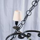 Spanish Mission Style Black Wrought Iron Chandelier, Vintage, Round, 6 Lights