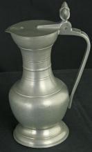 Vintage French Pewter Pitcher Flagon Tankard Rose Stamp