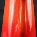 Antique French Red Orange Enamelware Kettle Pitcher