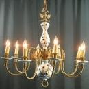 Vintage 1950 Blue Delft Chandelier from Holland, Hand Painted, 8 Arms