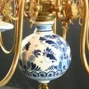 Vintage 1950 Blue Delft Chandelier from Holland, Hand Painted, 8 Arms