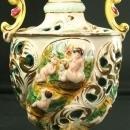 Vintage Hand-Painted Italian Capodimonte Ginger Jar Vase with Playful Children
