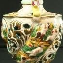 Vintage Hand-Painted Italian Capodimonte Ginger Jar Vase with Playful Children