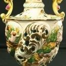 Vintage Hand-Painted Italian Capodimonte Ginger Jar Vase with Playful Children